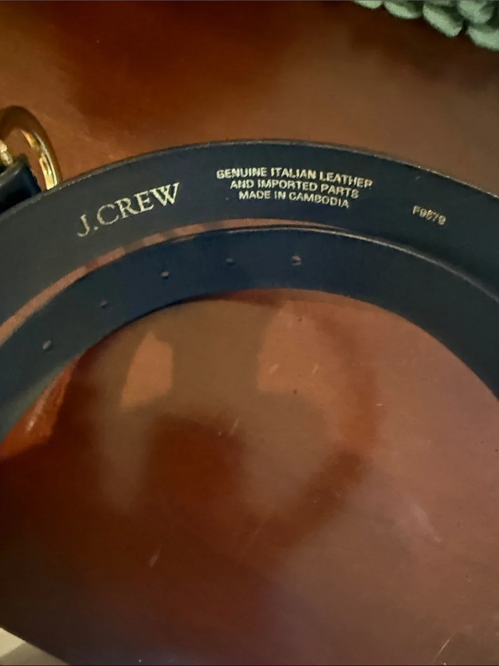 J. Crew Black Leather Belt with Gold Hardware - Picture 2 of 3